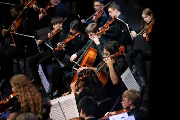 Students performing at the 2023-2024 All County Orchestra Concert